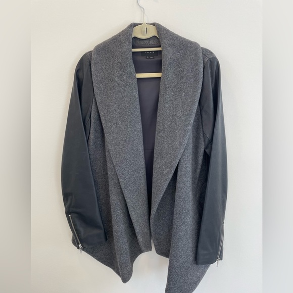 Theory Wool & Leather Jacket sz Large - Picture 1 of 5